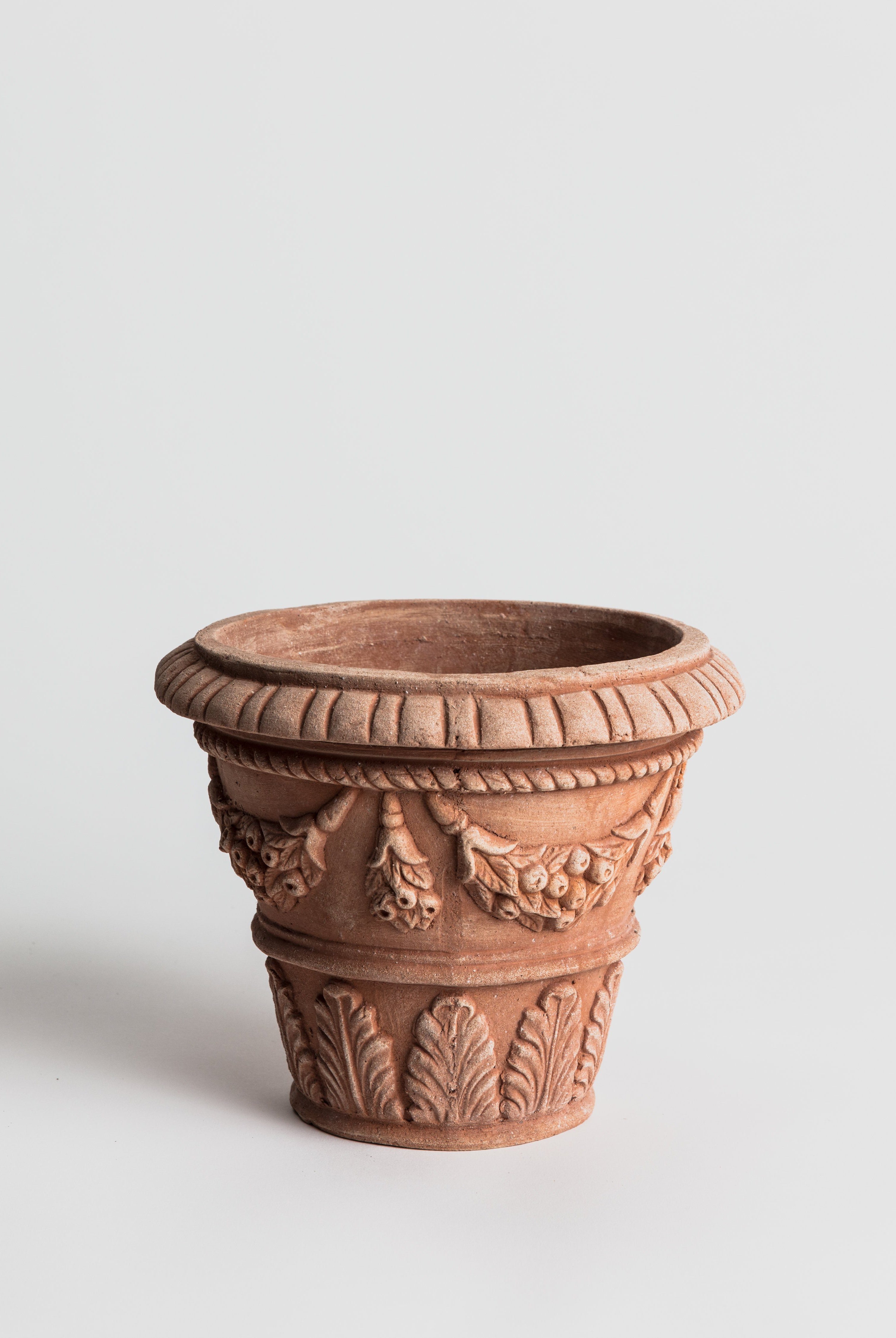 Vasetto Ornato con Foglie - Terracotta Pottery M.I.T.A.L