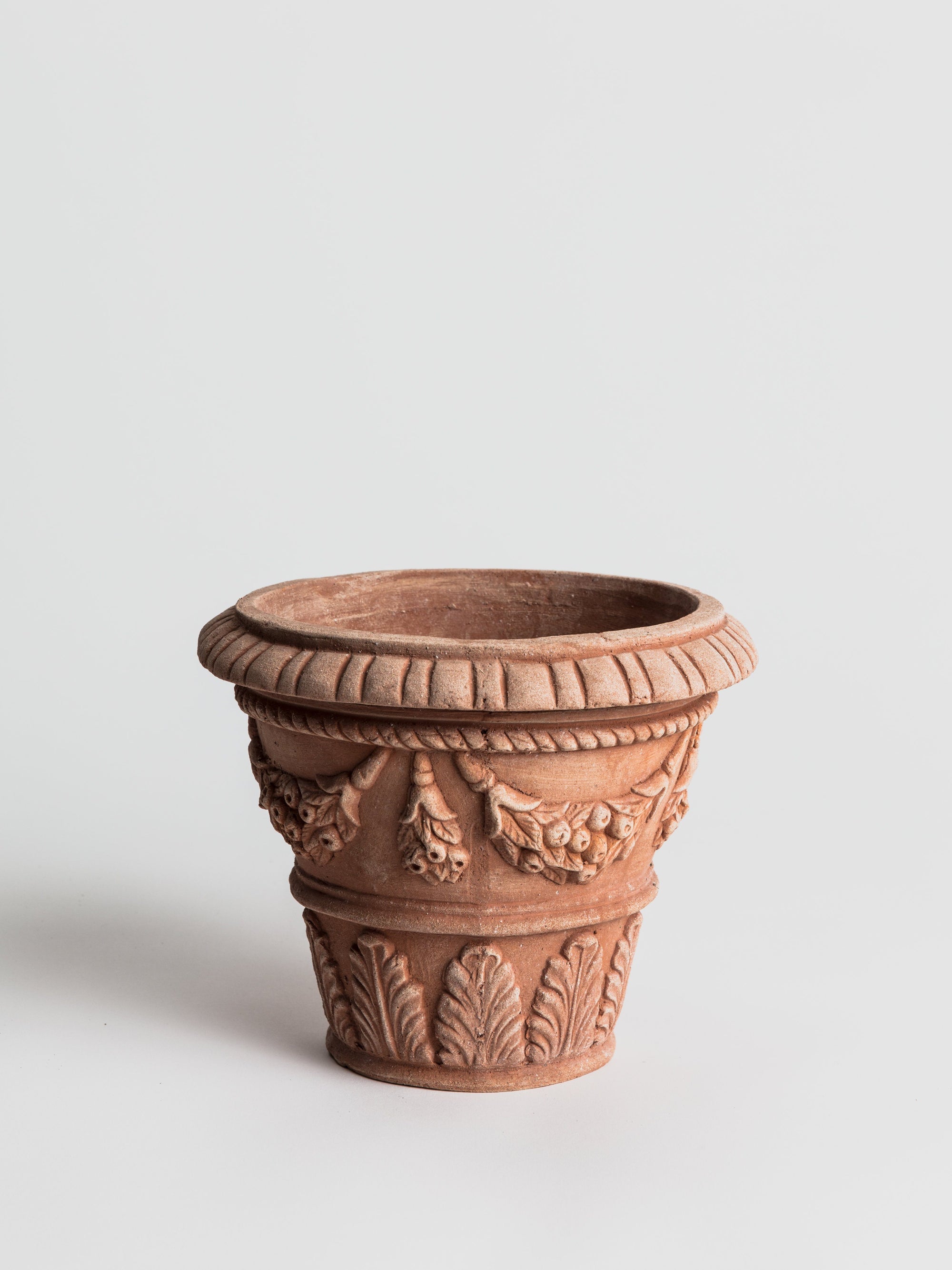 Vasetto Ornato con Foglie - Terracotta Pottery M.I.T.A.L