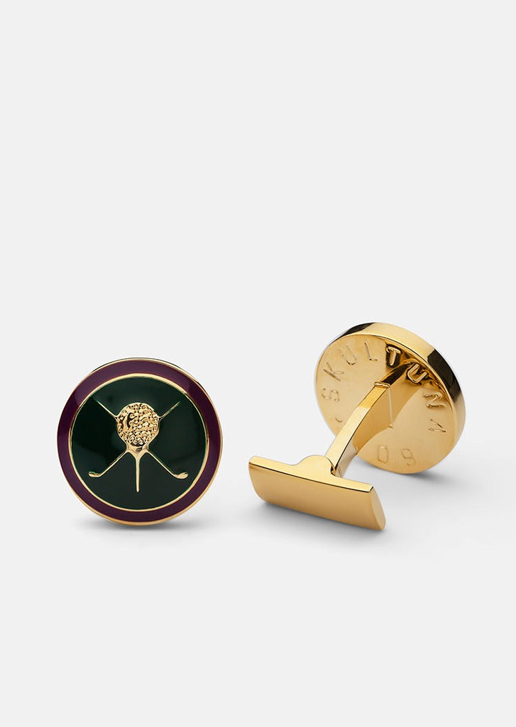 Cufflinks - Gold plated/Green/Purple - Golf — Skultuna 1