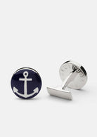 Cufflinks - Silver plated/Blue/White - Anchor — Skultuna 1