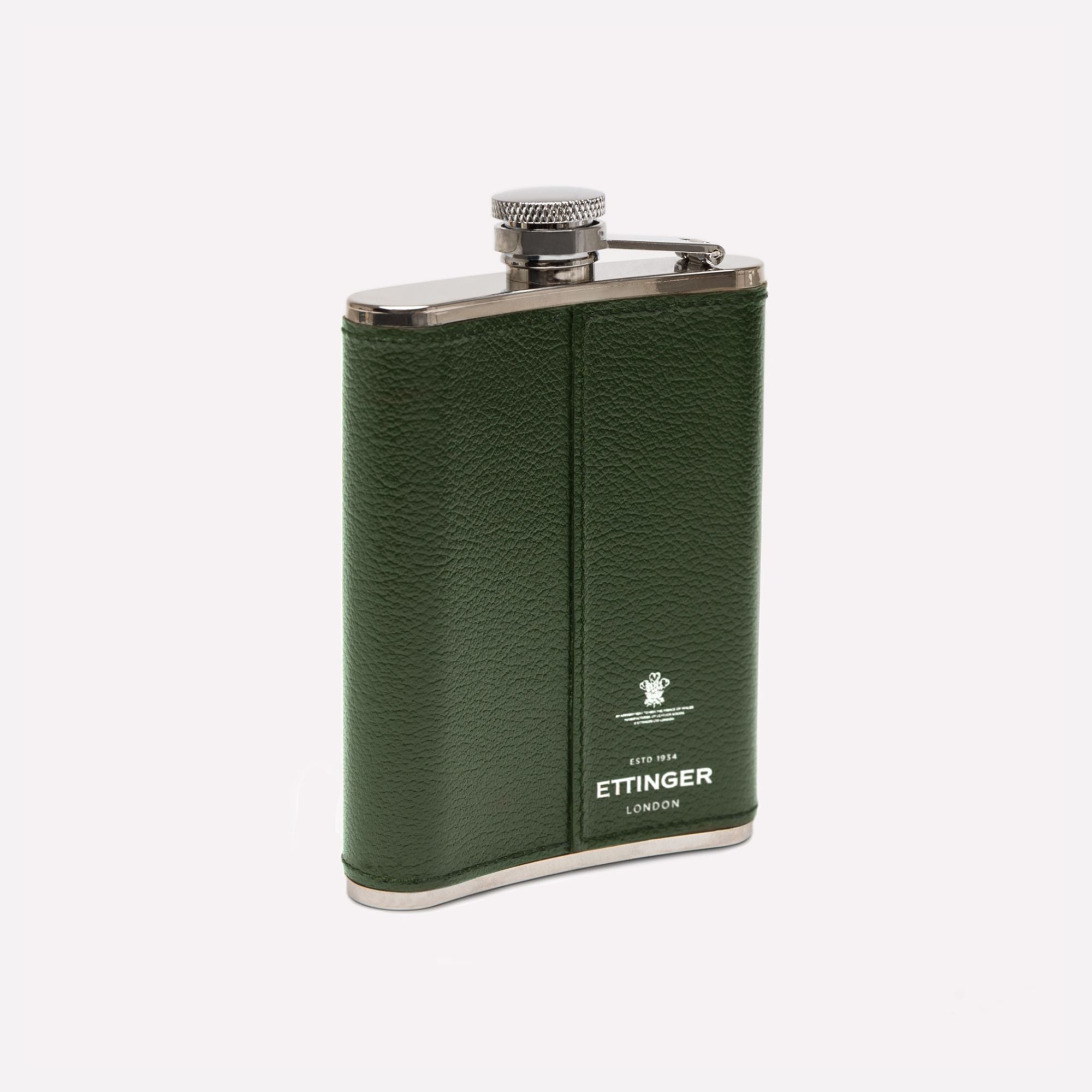 Capra 6oz Hip Flask in Forest Green, detail