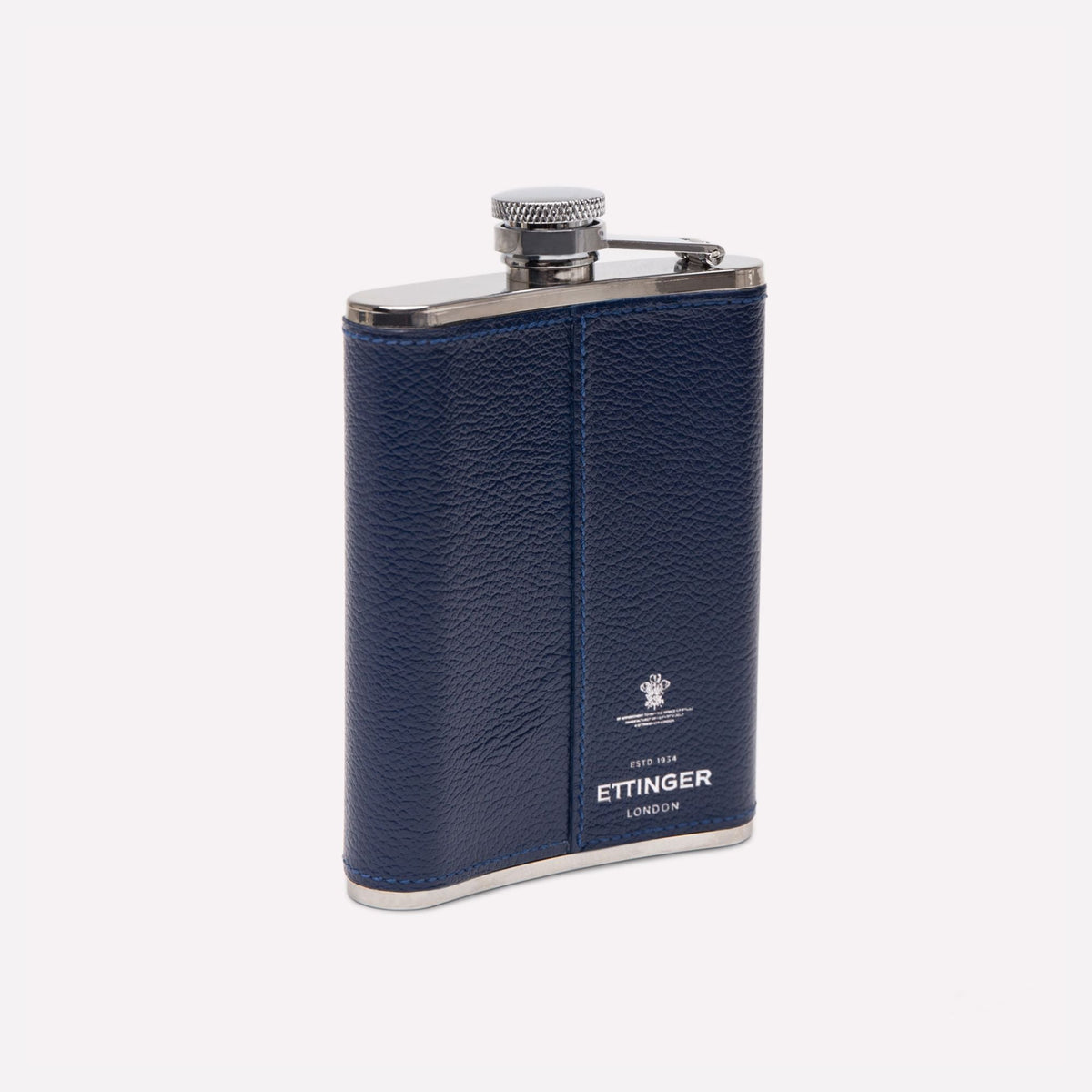 Capra 6oz Hip Flask in Marine Blue, detail