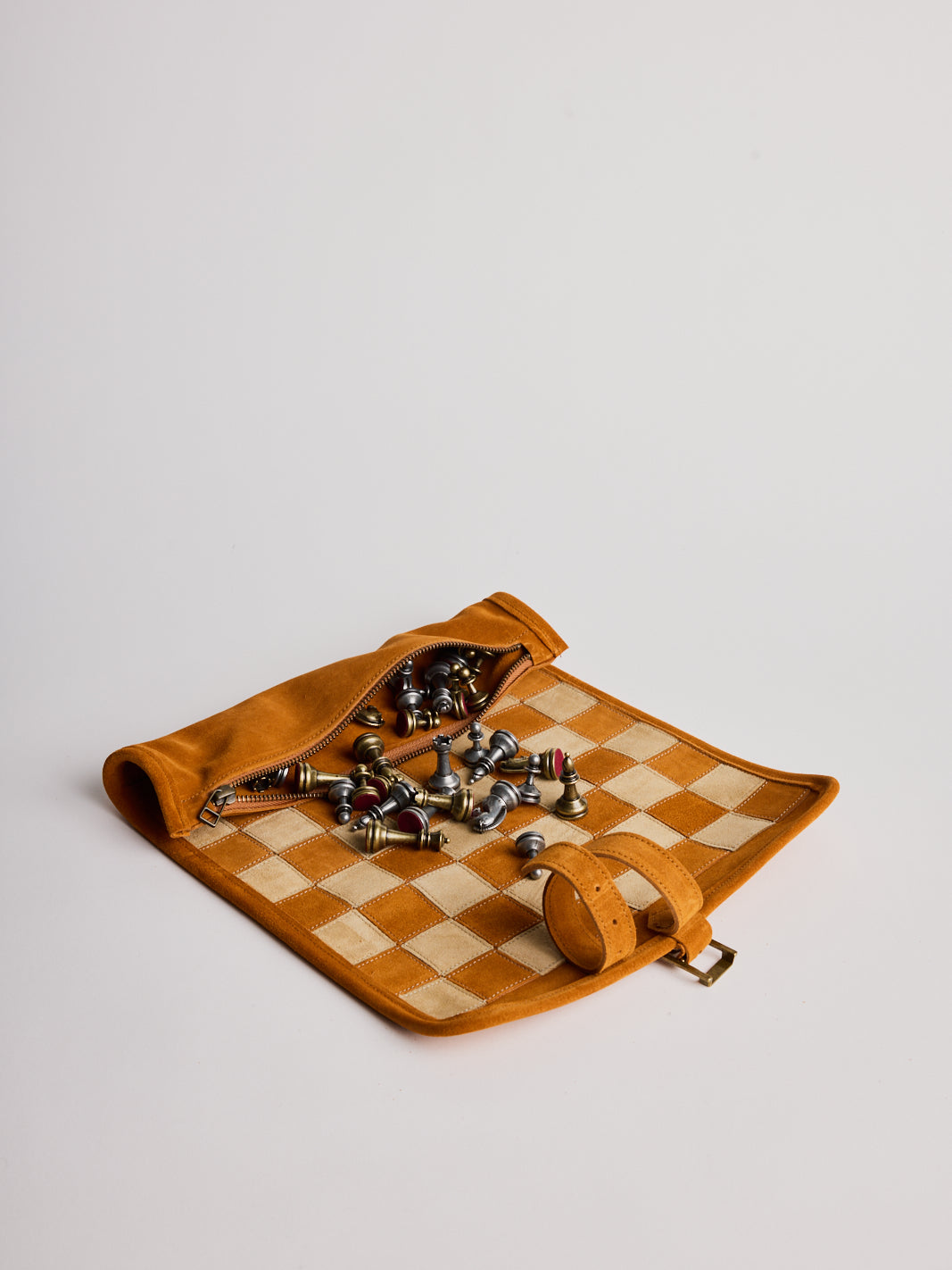 Chess Set With Metal Chessmen/ handmade travel size & Cinnamon Brown - Cigale &  Fourmi