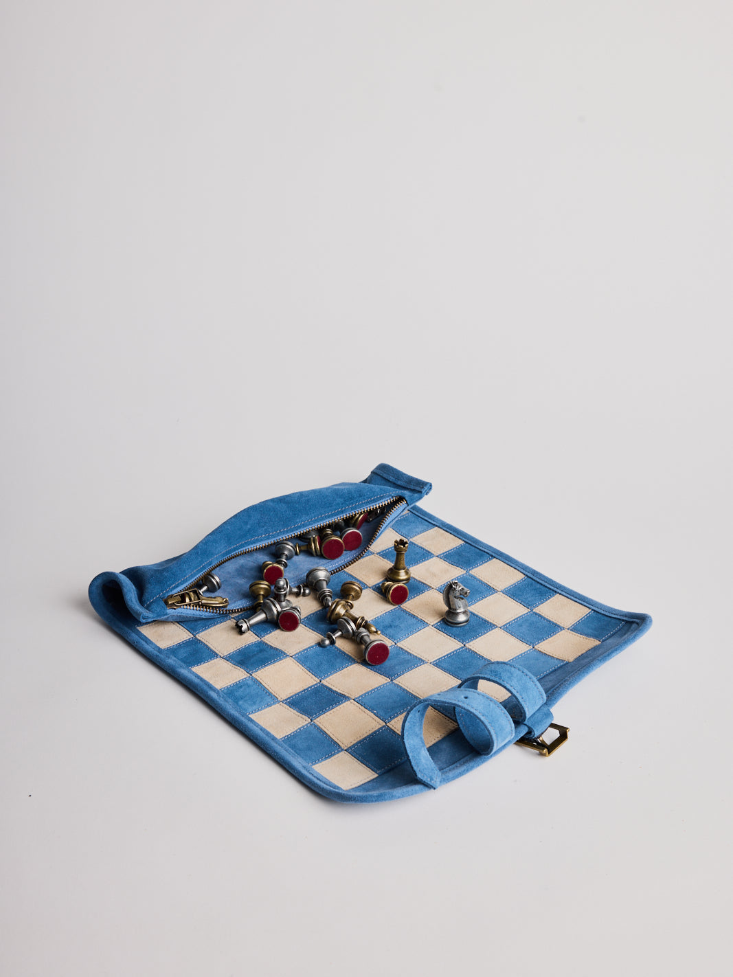 Chess Set With Metal Chessmen/ handmade travel size & Denim Blue - Cigale &  Fourmi