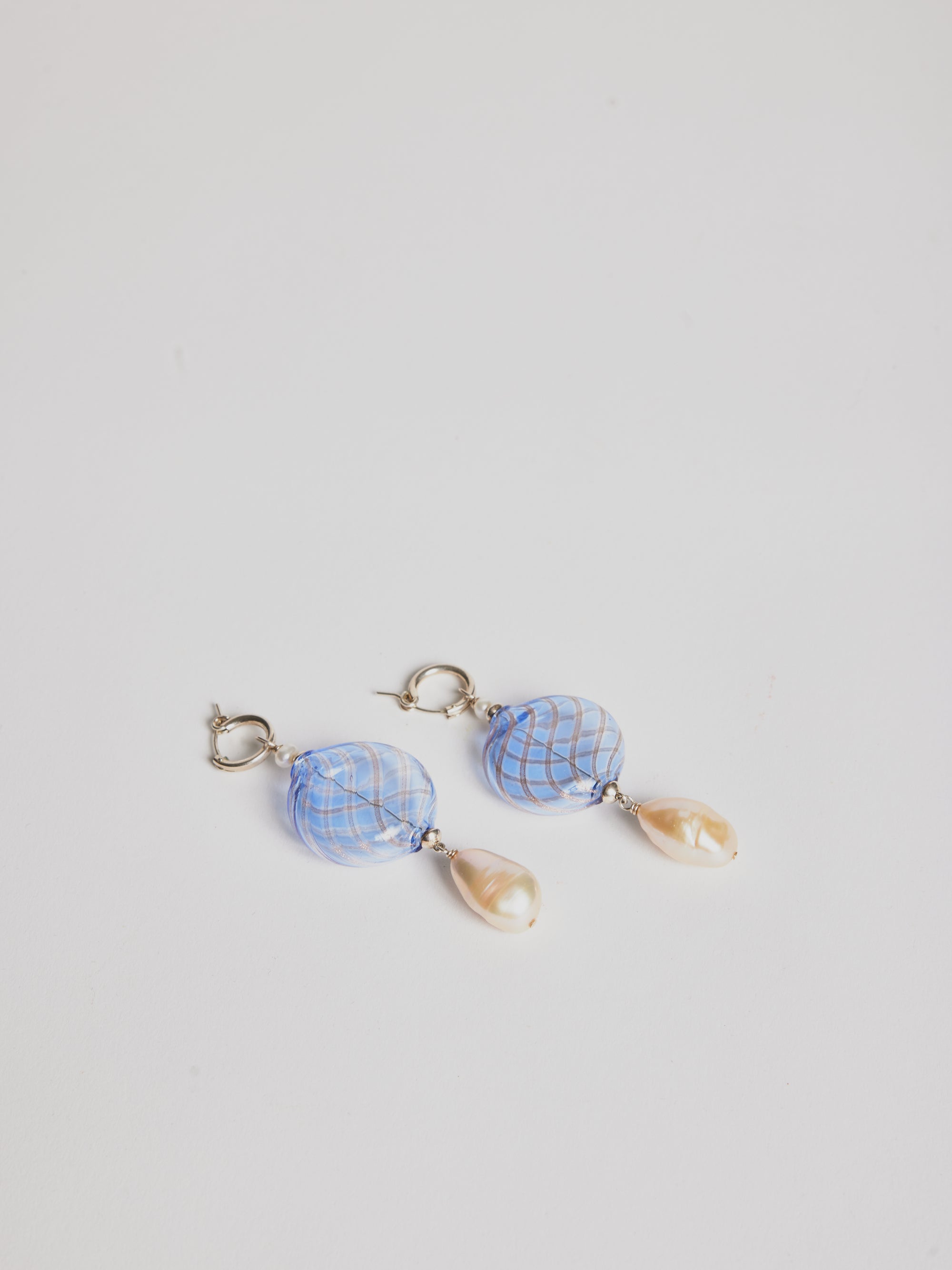 Murano Earrings - Blue Round - Cigale &  Fourmi