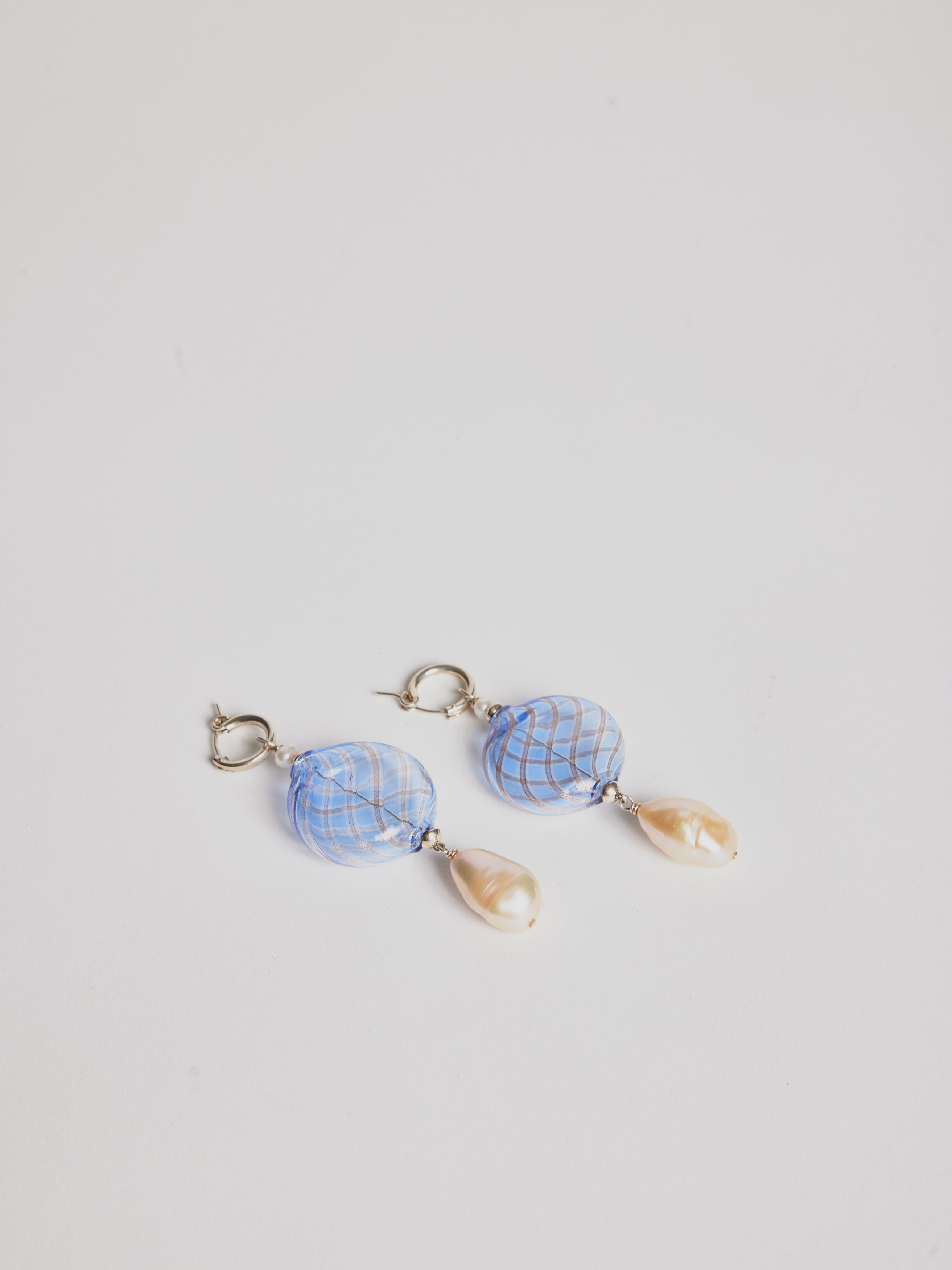 Murano Earrings - Blue Round - Cigale &amp;  Fourmi
