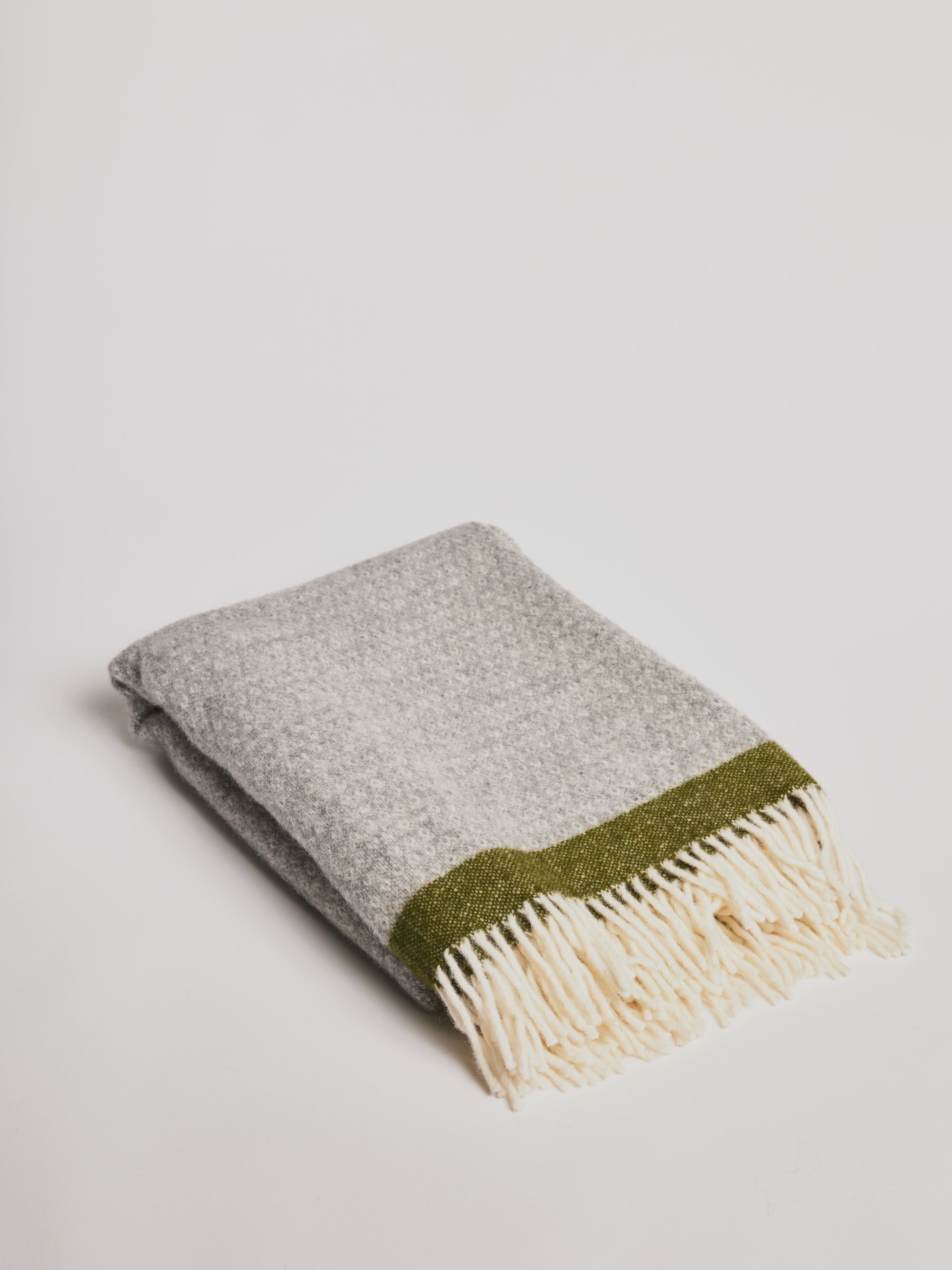 Woolen Blanket - Hampus Grey/Avocado - Cigale &  Fourmi