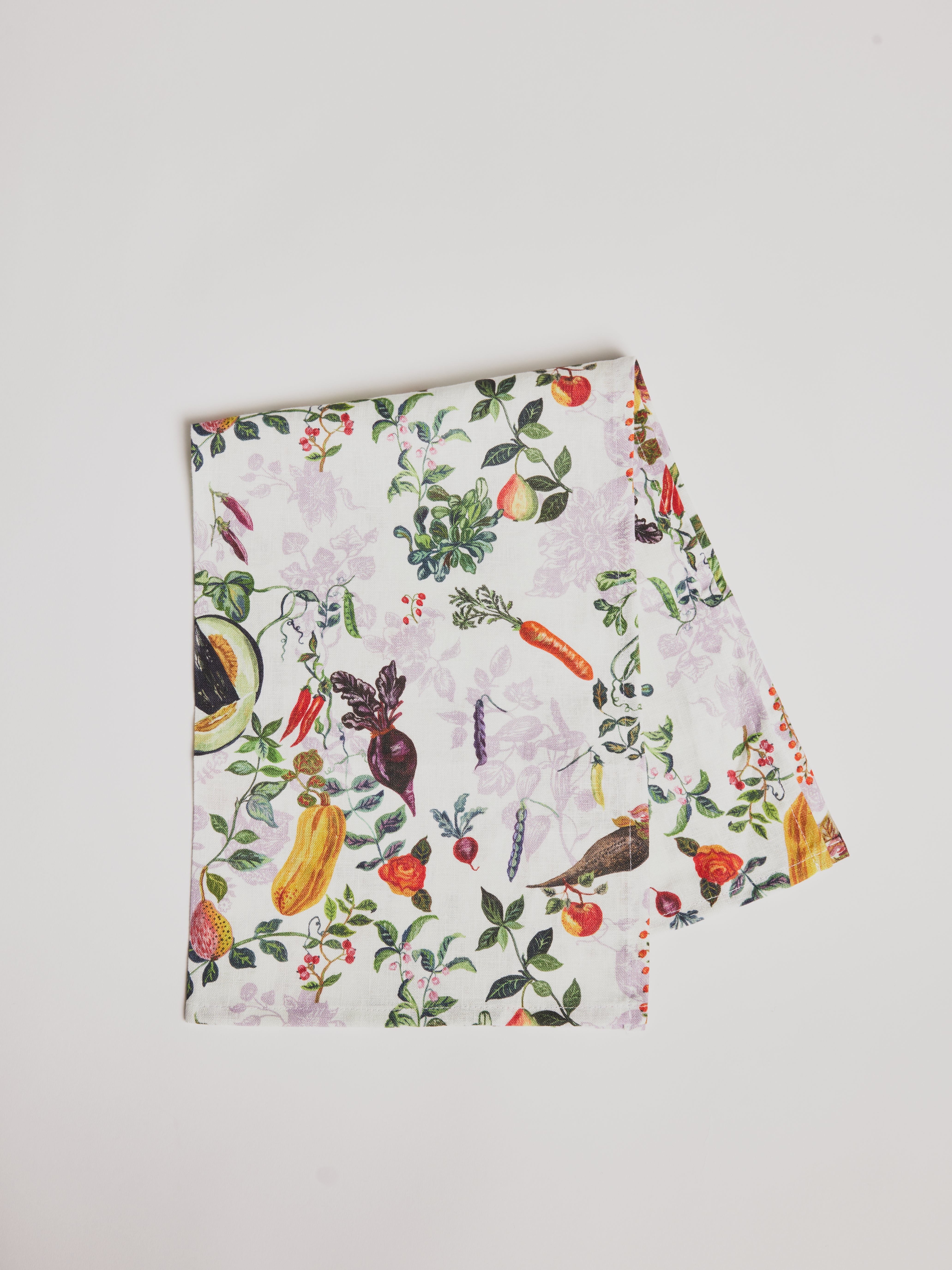 Tablecloth - Veggies Mauve Square White - Cigale &amp;  Fourmi