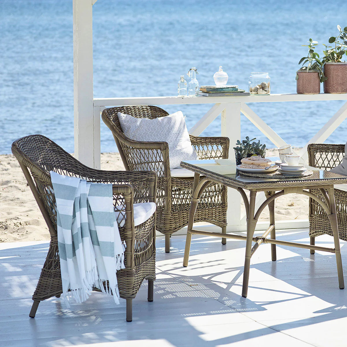 Charlot Outdoor Chair with White Cushion - Cigale &  Fourmi