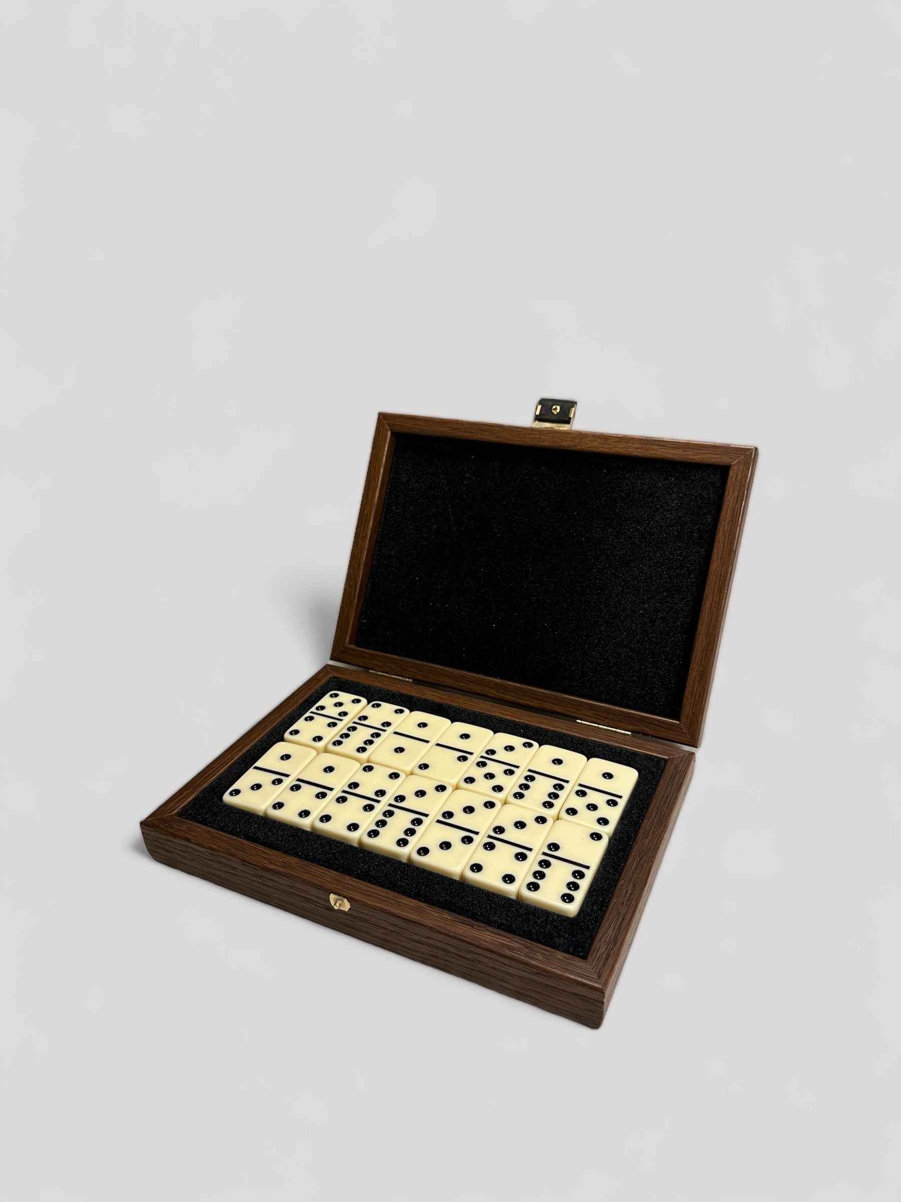 Domino Set in Dark Brown Straw Wooden Case - Cigale &amp;  Fourmi