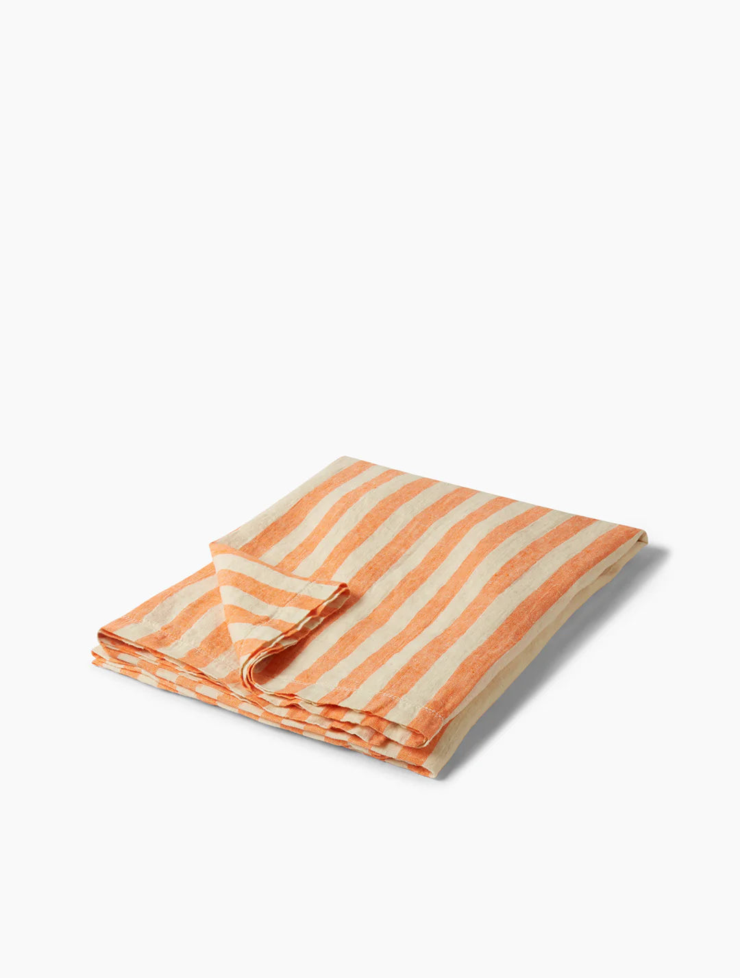 Linen Beach Towel - Medium Stripe- Orange / White - Cigale &amp;  Fourmi