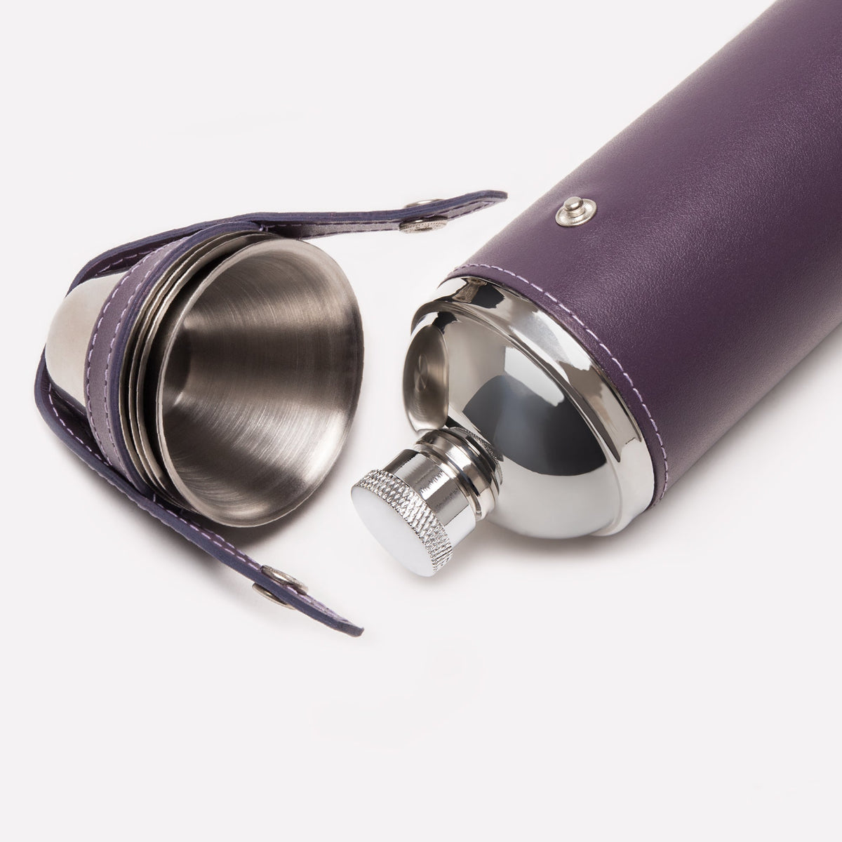 Ettinger Sterling 8oz Hunter Flask with 4 Cups – Purple