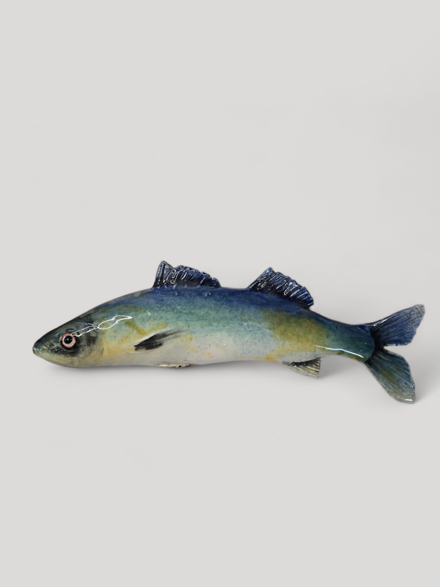 Fayence Fish Sculpture - Blue Yellow - Cigale &  Fourmi