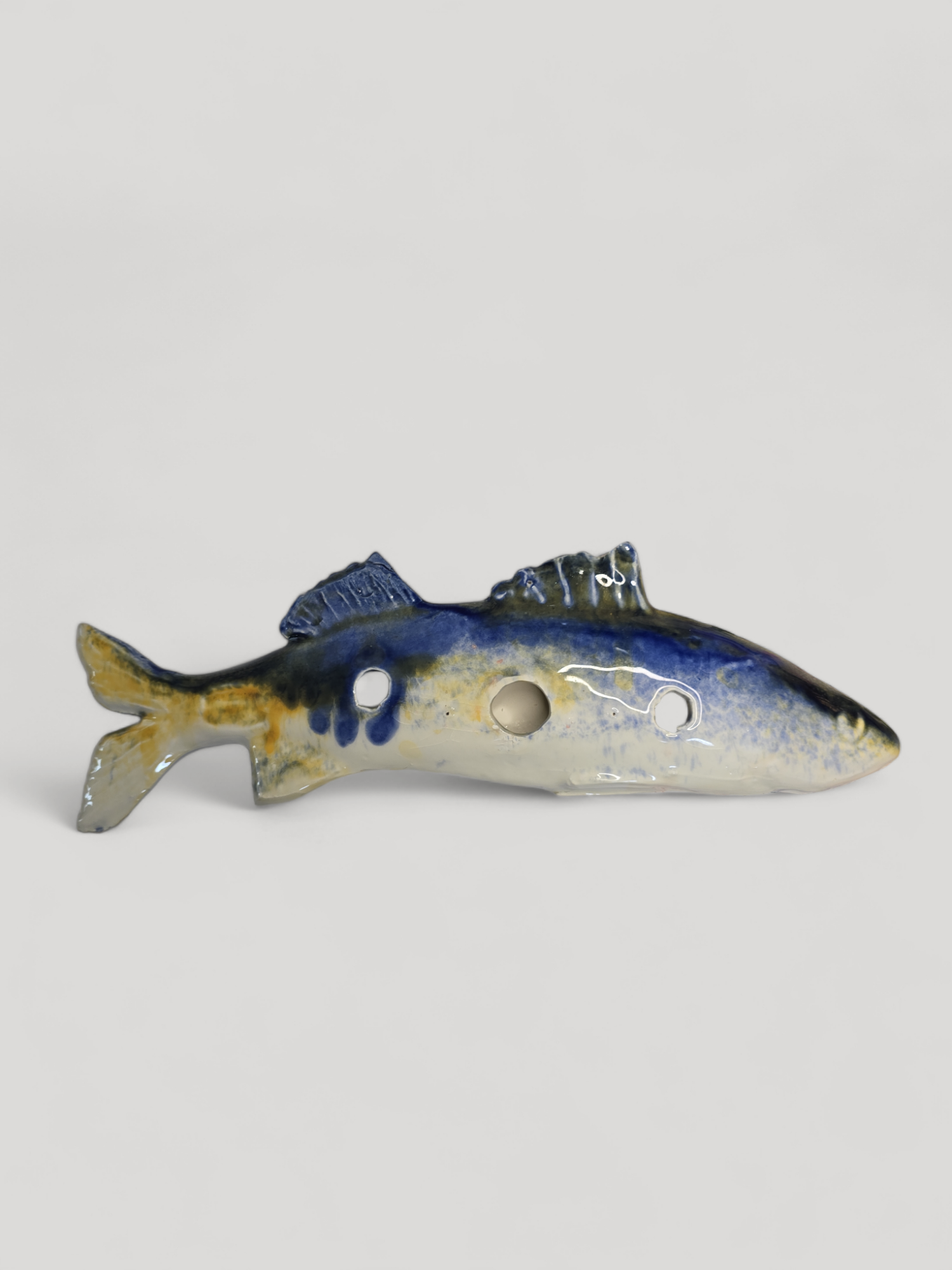 Fayence Fish Sculpture - Blue Yellow - Cigale &amp;  Fourmi