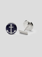 Cufflinks - Silver plated/Blue/White - Anchor — Skultuna
