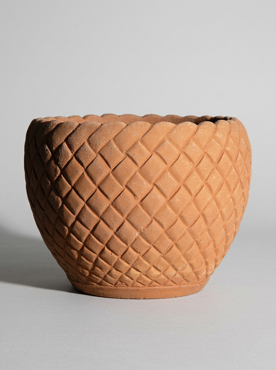 Cachepot” Bugnato”/ Braided Pot / small - Terracotta