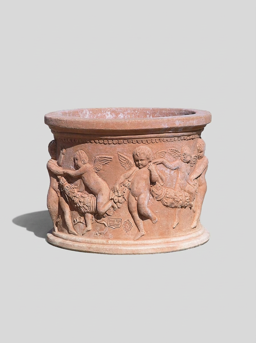 Cilindro con Danza Robbiana- Terracotta