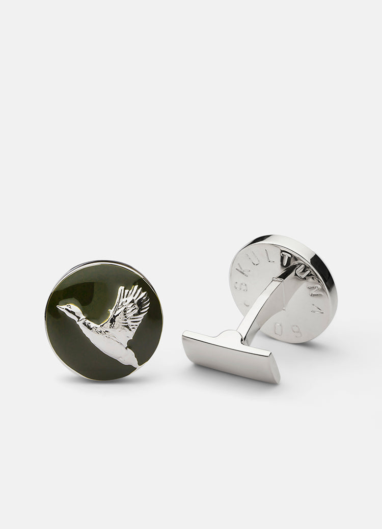 Hunter cuff links - Silver plated - Flying Duck - Cigale &amp;  Fourmi