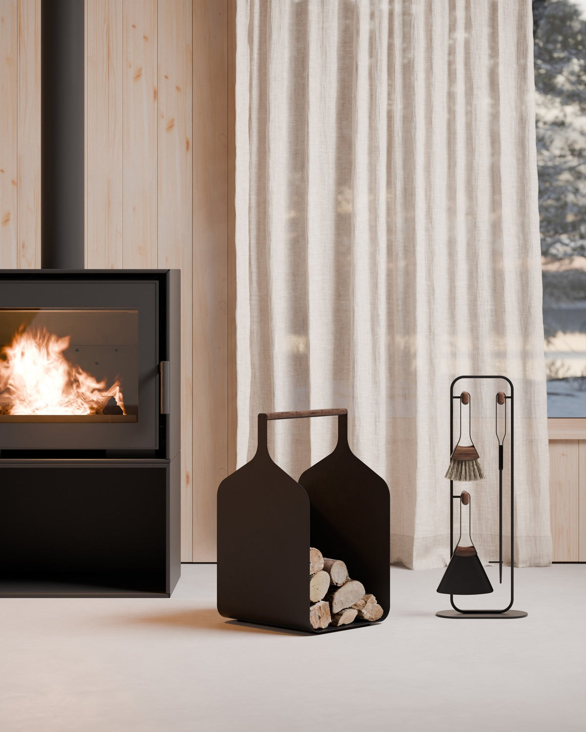 Fumi Log Holder - Noir — Eldvarm
