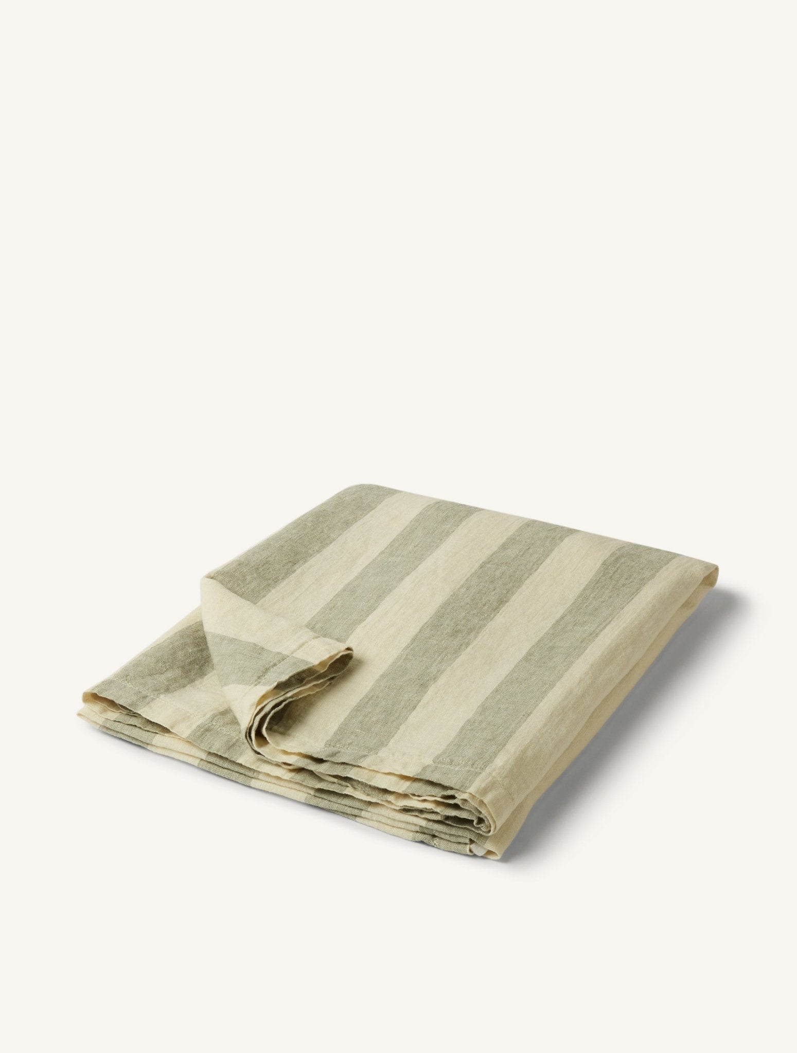 Linen Beach Towel - Large Stripe Green Bay & Off White — Frescobol Carioca