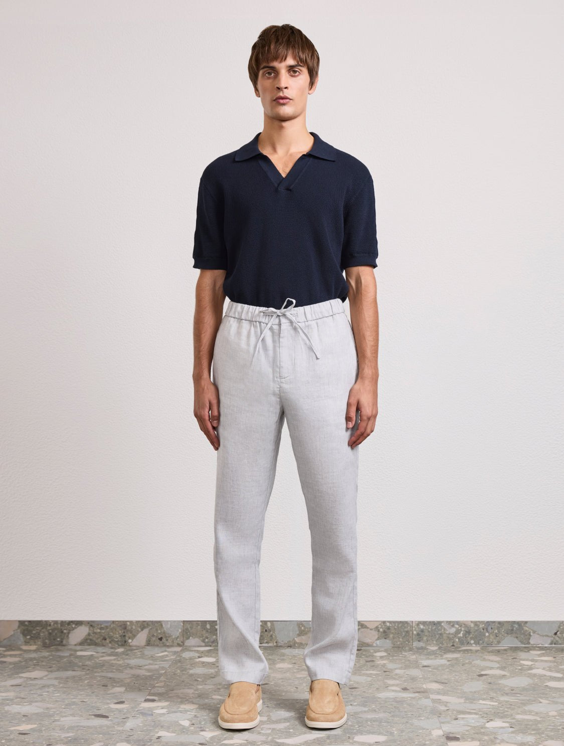 Oscar Linen Chinos - Light Melange Grey — Frescobol Carioca