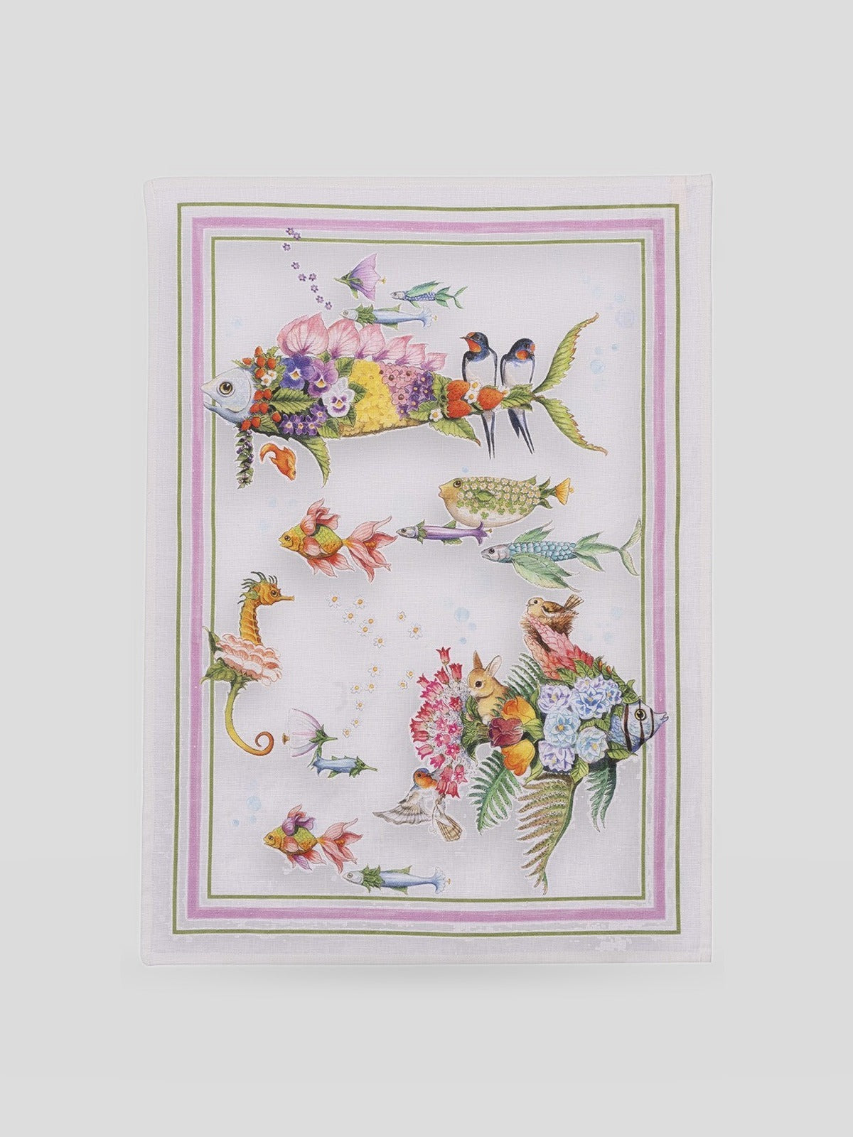 Kitchen Towel - Pesciflora Pink — Tessitura Toscana Telerie