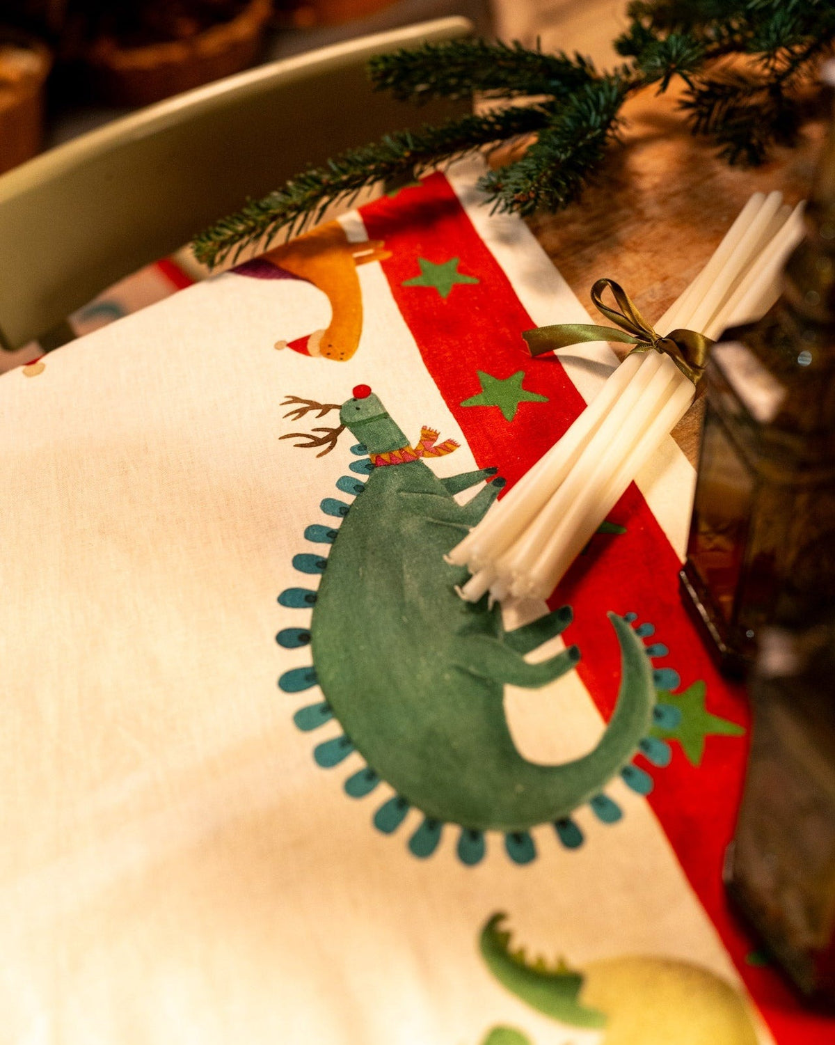 Tablecloth - Jurassic Xmas — Tessitura Toscana Telerie