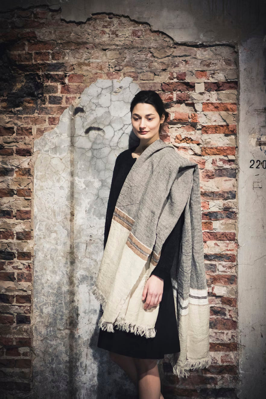 Belgian Linen Towel Fouta - Beeswax Stripe