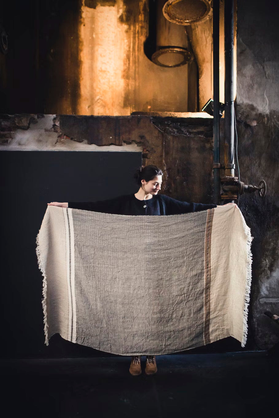 Belgian Linen Towel Fouta - Beeswax Stripe