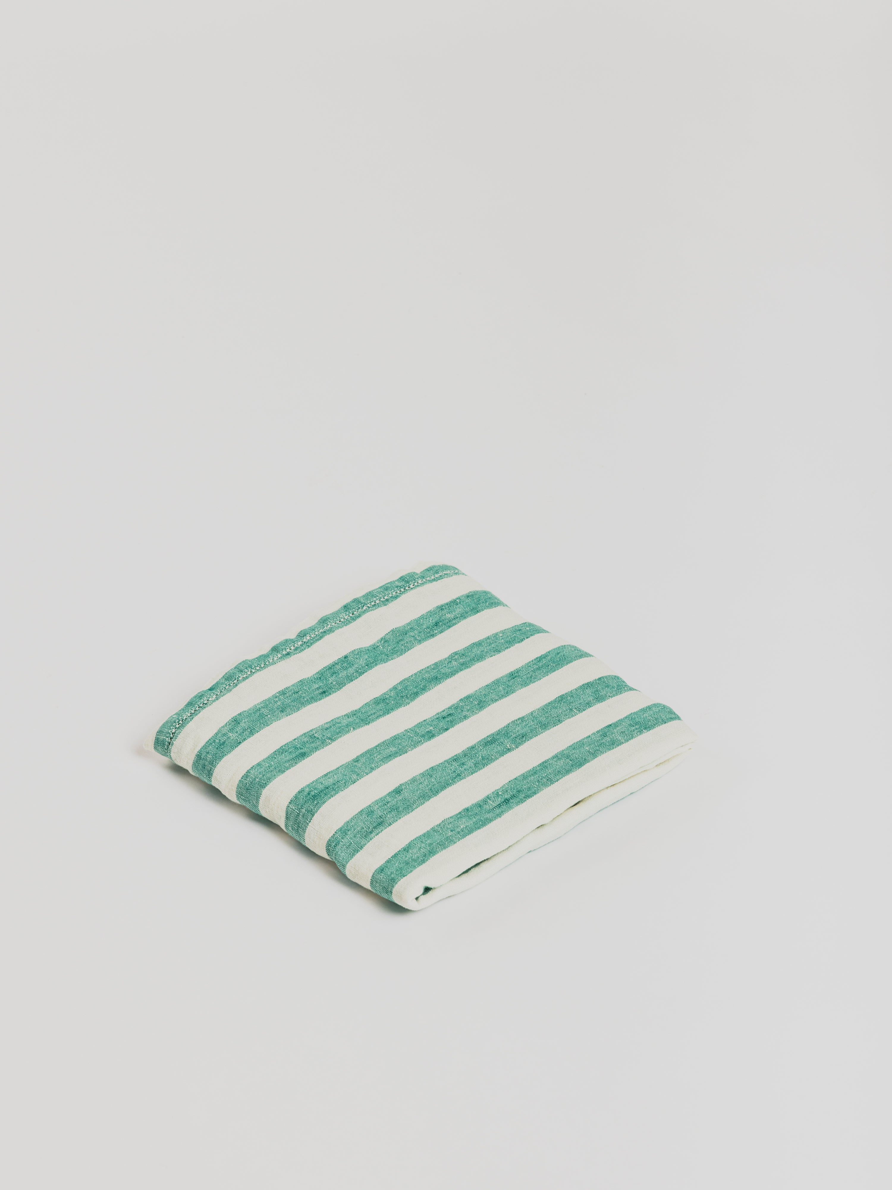 Linen Beach Towel - Stripes Aegean Green / White - Cigale et Fourmi