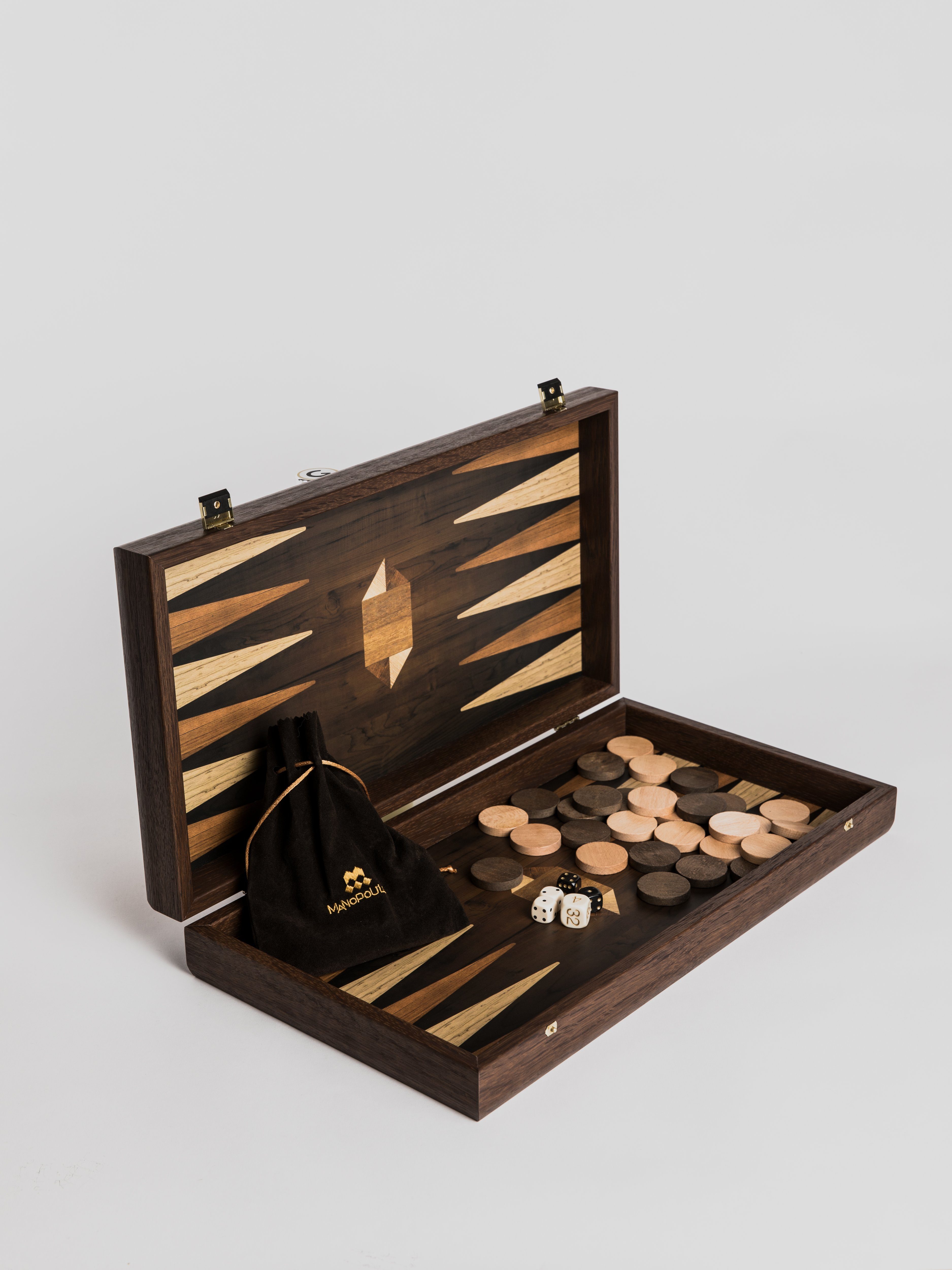 Backgammon - Geometrical Wood Motif Board Game Manopoulos 