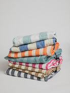 Linen Beach Towel - Orange / White Towel Frescobol Carioca 